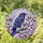 Fantasy Art Fans' Iridescent Raven Tiffany Stained Glass with Deep Purple Blue Leaves and Lavender Pink Gray Mosaic Background Stained Glass Suncatcher - 1