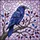 Fantasy Art Fans' Iridescent Raven Tiffany Stained Glass with Deep Purple Blue Leaves and Lavender Pink Gray Mosaic Background Stained Glass Suncatcher - 5
