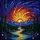 Nature Lovers' Jewel Tone Tiffany Stained Glass Cosmic Sunset River Pine Sky Stained Glass Suncatcher - 5