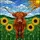 Nature Art Lovers' Majestic Highland Cow Golden Sunflowers Stained Glass Jewel Tones Design Stained Glass Suncatcher - 5