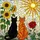 Cat Lovers' Vibrant Tiffany Stained Glass Black Orange Cats Sunflowers Rose Daisy Mosaic Stained Glass Suncatcher - 5