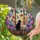 Stained Glass Art Lovers' Jewel Tone Black Cat Silhouette Pink Hydrangea Sunset Window Mosaic Stained Glass Suncatcher - 2