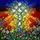 Spiritual Art Enthusiasts' Tiffany Jewel Tone Stained Glass Christian Cross, Vibrant Floral & Sunset Mosaic Art Stained Glass Suncatcher - 5