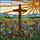 Faith-Inspired Art Lovers' Tiffany Style Jewel-Tone Stained Glass Cross Wildflower Mountainscape Stained Glass Suncatcher - 5