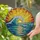 Ocean Lovers' Intricate Stained Glass Ocean Wave Golden Hour Mosaic with Jewel Tones & Bold Lead Lines Stained Glass Suncatcher - DzmzDLXSbS