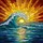 Ocean Lovers' Intricate Stained Glass Ocean Wave Golden Hour Mosaic with Jewel Tones & Bold Lead Lines Stained Glass Suncatcher - 5