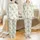 Whimsical Sleepy Bear Pastel Night Sky Digital Embroidery Design Kid Satin Pajamas Set - 1