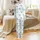 Sewing Enthusiast's Dream: Teal Machine, Thimble & Scissors Seamless Illustrative Design Satin Pajamas Set - 3