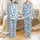 Festive Hanukkah Blue & Gold Menorah Dreidel Sufganiyot Watercolor Design Satin Pajamas Set - 1