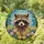 Nature Lovers' Vibrant Tiffany Stained Glass Raccoon Portrait Floral Mosaic Design Stained Glass Suncatcher - 1