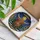 Highland Cow & Holiday Art Lovers' Intricate Stained Glass Cow, Festive Wreath, Amber Night Sky, Winter Forest, Gold Geometric Border Stained Glass Suncatcher - 3
