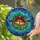 Holiday Enthusiasts' Ornate Golden Christmas Bell Emerald Holly Stained Glass Teal Sapphire Mosaic Stained Glass Suncatcher - 2