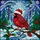 Christmas Lovers' Tiffany Stained Glass Cardinal Santa Hat Holly Winter Forest Mosaic Ruby Red Green Jewel Tones Stained Glass Suncatcher - 5