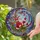 Holiday Enthusiasts' Cheerful Santa Stained Glass, Jewel Tone Red Gold Green Winter Night Mosaic Stained Glass Suncatcher - 2
