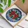 Christmas Art Lovers' Tiffany Style Ruby Red Bow, Emerald Holly, Frosted Stained Glass Stained Glass Suncatcher - 3