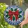 Christmas Art Lovers' Tiffany Style Ruby Red Bow, Emerald Holly, Frosted Stained Glass Stained Glass Suncatcher - 2