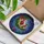 Holiday Art Lovers' Detailed Tiffany Stained Glass Santa Moon Reading Holly Berries Celestial Winter Mosaic Red Green Gold Stained Glass Suncatcher - 6Zaid30N9I