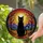 Autumn Cat Art Fans' Glowing Stained Glass Black Cat Fiery Moon & Leaves Pattern Stained Glass Suncatcher - 2