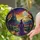 Fantasy Art Lovers' Tiffany Style Witch Gothic Castle Radiant Moon Sunset Orange Purple Stained Glass Art Stained Glass Suncatcher - 2