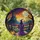 Fantasy Art Lovers' Tiffany Style Witch Gothic Castle Radiant Moon Sunset Orange Purple Stained Glass Art Stained Glass Suncatcher - 1