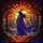 Fantasy Art Lovers' Intricate Stained Glass Witch Art Fiery Sunset Landscape Mosaic Glowing Lantern Stained Glass Suncatcher - 5