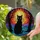 Cat Lovers' Intricate Stained Glass Black Cat Yellow Moon Sunset Sky Tree Branches Jewel Tones Stained Glass Suncatcher - 2