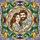 Couples Joyful Embracing Tiffany Style Stained Glass Portrait Vibrant Yellow Tulip Mosaic Stained Glass Suncatcher - 5