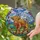 Nature Lovers' Vibrant Jewel Tone Stained Glass Highland Calf & Butterflies Pastoral Art Stained Glass Suncatcher - r8S3XPmRiM