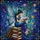 Fantasy Art Lovers' Intricate Tiffany Stained Glass Fairy Reading Books Celestial Night Sky Jewel Tones Stained Glass Suncatcher - 5