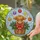 Holiday Cow Fans' Tiffany Style Stained Glass Highland Calf Winter Mosaic with Evergreen Pine & Ornaments Stained Glass Suncatcher - Xdk84qphmq