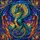 Fantasy Dragon Art Lovers' Majestic Stained Glass Mosaic Celestial Swirls Teal Blue Orange Jewel Tones Stained Glass Suncatcher - 5