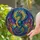 Fantasy Dragon Art Lovers' Majestic Stained Glass Mosaic Celestial Swirls Teal Blue Orange Jewel Tones Stained Glass Suncatcher - 2