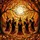 Fantasy Art Enthusiasts' Stained Glass Witches Gathering Autumn Moon Orange Yellow Mosaic Stained Glass Suncatcher - 5