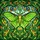Nature Lovers' Vibrant Luna Moth Stained Glass Tiffany Style Lime Green Amber Foliage & Tendrils Stained Glass Suncatcher - 5
