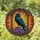 Mystical Art Lovers' Tiffany Stained Glass Raven Iridescent Teal Wings Glowing Purple Crystals Gothic Frame Amber Orange Mosaic Stained Glass Suncatcher - 1