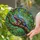 Reptile Enthusiasts' Tiffany Style Stained Glass Iridescent Lizard Tropical Art: Sapphire, Orange, Purple Hues Stained Glass Suncatcher - 2