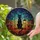 Cat Lovers' Tiffany Style Black Cat Swing Stained Glass Night Sky Autumn Leaves Mosaic Jewel Tones Stained Glass Suncatcher - 2