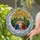 Holiday Enthusiasts' Tiffany Stained Glass Nativity Scene Winter Crescent Moon Amber Teal Red Jewel Tones Stained Glass Suncatcher - ayyA-_7gn9