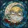 Winter Wonder Enthusiasts' Tiffany Stained Glass Cosmic Moon Village Ruby Teal Amber Pattern Stained Glass Suncatcher - 5