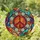 Art Lovers' Stained Glass Peace Sign Mosaic, Fiery Orange Red Floral, Jewel Tone Abstract Art Stained Glass Suncatcher - 1