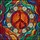 Art Lovers' Stained Glass Peace Sign Mosaic, Fiery Orange Red Floral, Jewel Tone Abstract Art Stained Glass Suncatcher - 5