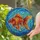Art Lovers' Tiffany Style Stained Glass Goldfish Fiery Red Orange Blue Green Mosaic Pattern Stained Glass Suncatcher - 2