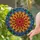 Art Lovers' Radiant Tiffany Stained Glass Sunflower Mosaic Red Orange Yellow Amber Crimson Stained Glass Suncatcher - 2