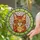 Cat Lovers' Intricate Tiffany Stained Glass Ginger Cat Winking Amber Orange Green Mosaic Stained Glass Suncatcher - 2