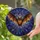 Art & Nature Lovers' Intricate Stained Glass Bat Mosaic Amber Orange Blue Purple Night Sky Stained Glass Suncatcher - 2