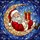 Holiday Art Enthusiasts Tiffany Stained Glass Santa Moon Ruby Red Amber Jewel Tones Mosaic Night Sky Stained Glass Suncatcher - 5