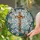 Faithful Art Lovers' Vibrant Stained Glass Christian Cross Dogwood Vine Amber Blue Pink Green Jewel Tone Mosaic Stained Glass Suncatcher - 2
