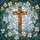 Faithful Art Lovers' Vibrant Stained Glass Christian Cross Dogwood Vine Amber Blue Pink Green Jewel Tone Mosaic Stained Glass Suncatcher - 5