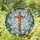 Faithful Art Lovers' Vibrant Stained Glass Christian Cross Dogwood Vine Amber Blue Pink Green Jewel Tone Mosaic Stained Glass Suncatcher - 1