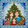 Festive Family Stained Glass Christmas Portrait, Jewel Tone Mosaic Background, Golden Tree & Plush Cat Stained Glass Suncatcher - 5
